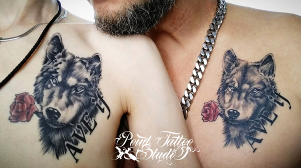 Парная татуировка волк